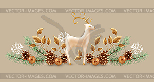 Merry Christmas and Happy New Year garland - vector image
