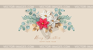 Merry Christmas and Happy New Year garland - color vector clipart