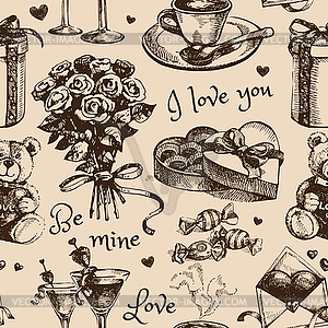 Valentine`s Day sketch . Vintage l - vector EPS clipart