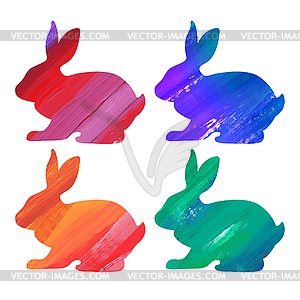 Ester color bunny set. Acrylic - vector clipart