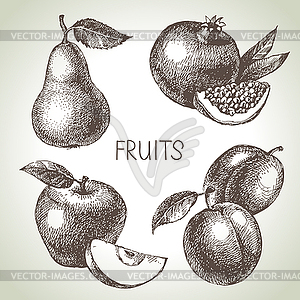 Sketch fruit set. Eco foods - vector clip art