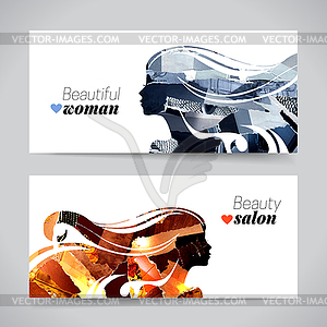 Set of banners with magazine snippets collage - vector clipart