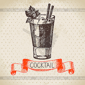 Sketch cocktail vintage background. illustrati - vector clipart