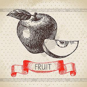 Sketch fruit apple. Eco food background. illus - vector clip art