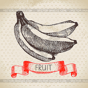 Sketch fruit banana. Eco food background. illu - vector clipart