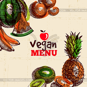 Eco food vegetarian menu background. Watercolor - vector clipart