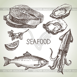 Sketch set of seafood - royalty-free vector image