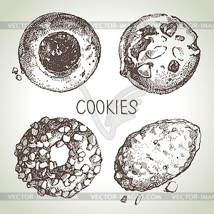 Sketch sweet cookies set - vector clipart