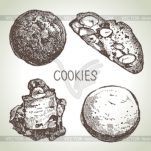 Sketch sweet cookies set - vector clip art