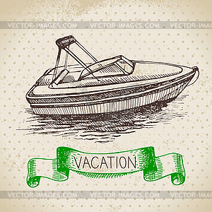 Vintage sketch family vacation background. Getaway - vector image