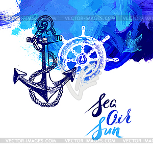 Travel marine background. Sea and ocean nautical - vector image