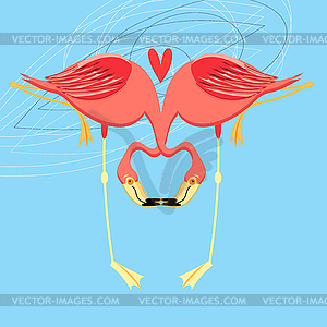 Красивая яркая открытка с фламинго в - клипарт в векторном виде