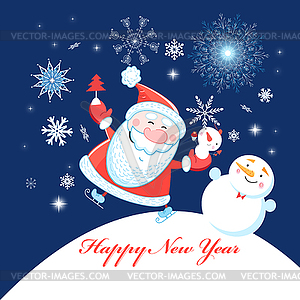 Bright festive merry Christmas greeting card with - vector clipart / vector image