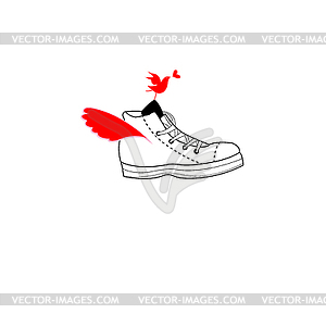 Bright fun sports shoes - vector image