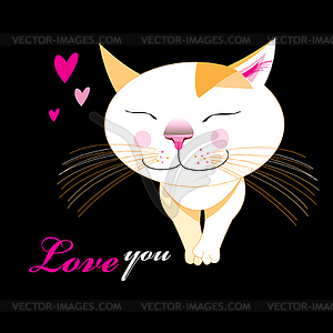 Funny enamored cheerful cat - stock vector clipart