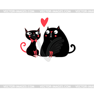 Enamored cats - vector clip art