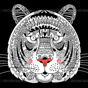 Портрет декоративного тигра - векторный эскиз