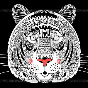 Portrait of ornamental tiger - vector clipart