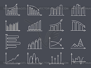 Graphs and Charts Line Icons - vector image