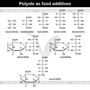 Полиолы в качестве пищевых добавок - стоковое векторное изображение