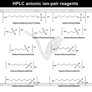 HPLC anionic ion pair reagents - vector clipart