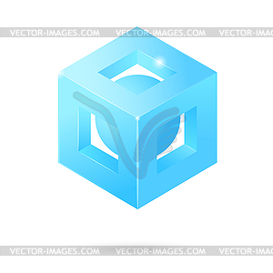 Isometric perforated cube logo - vector clip art