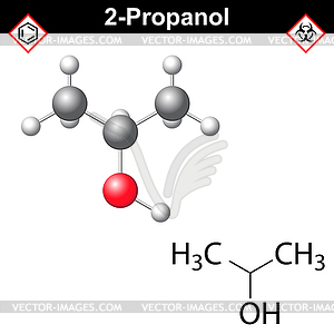 Изопропанол структурная модель - иллюстрация в векторном формате