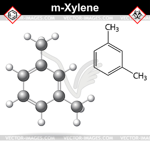Xylene molecule, meta-xylene isomer - vector clip art