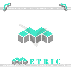 M letter in isometric style - vector image