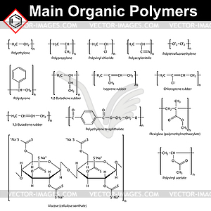 Основные органические полимеры - иллюстрация в векторном формате