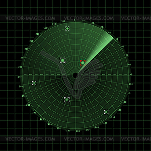 Radar screen on grid - vector clipart