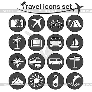 Travel icons set - vector clipart