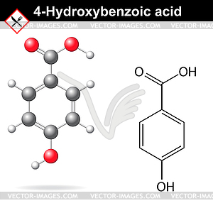 4-Hydroxybenzoic acid model and structure - vector image