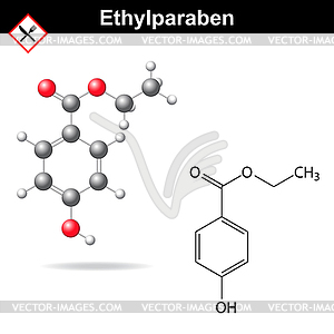 Ethylparaben chemical formula - vector clip art