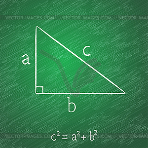 Теорема Пифагора на доске - векторный графический клипарт