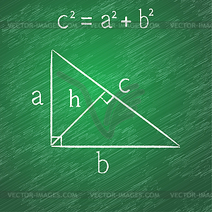 Pythagorean proposition on school board - color vector clipart