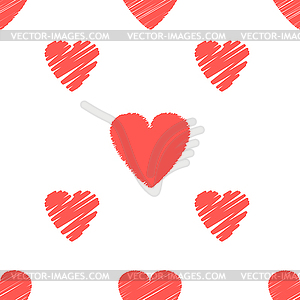 Heart seamless sketch background - vector image