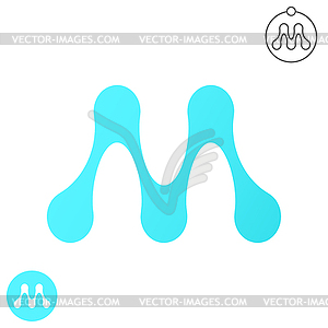 M letter, molecule logo - vector image