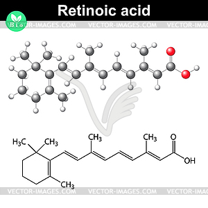 Retinoic acid structural chemical formula - vector clip art