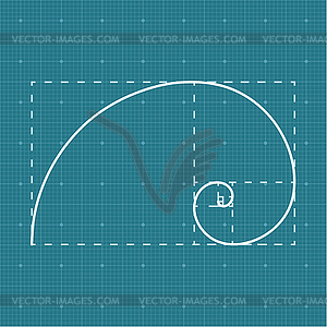 Golden section on grid - vector clipart
