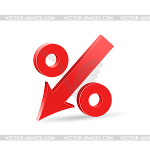 Percent down icon - vector image