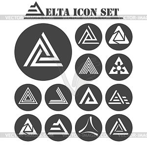 Delta letter icons set - vector clip art