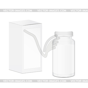 Blank cylindrical pills and tablets container - vector image
