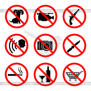 Do not icons set, prohibiting signs - vector image