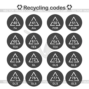 Recycling codes, alternative sources - vector clip art