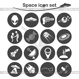 Space and UFO icons set - vector clip art