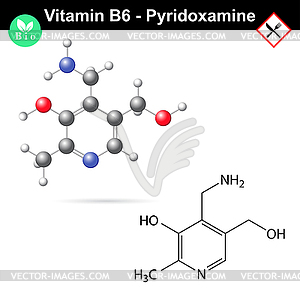 Пиридоксамин - химическая молекулярная структура - векторный графический клипарт