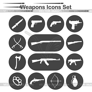 Weapon icons set - royalty-free vector clipart