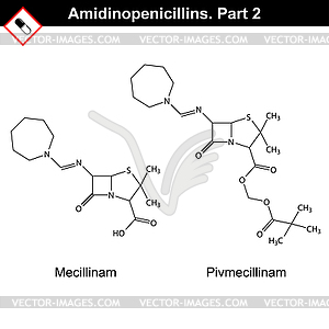 Химическая структура amidinopenicillins - изображение в векторе / векторный клипарт