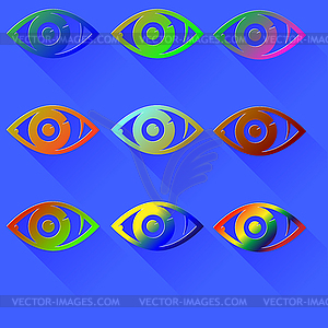 Цветные Иконка глаз - изображение в векторе
